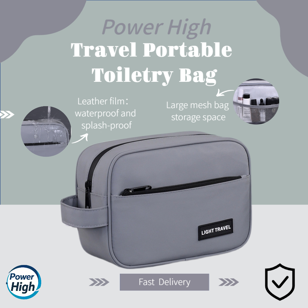 【Power High】กระเป๋าเก็บของใช้ส่วนตัวพรีเมี่ยม ชุดเดินทางอเนกประสงค์ แยกจัดเก็บ วัสดุกันน้ำ ความจุสูง