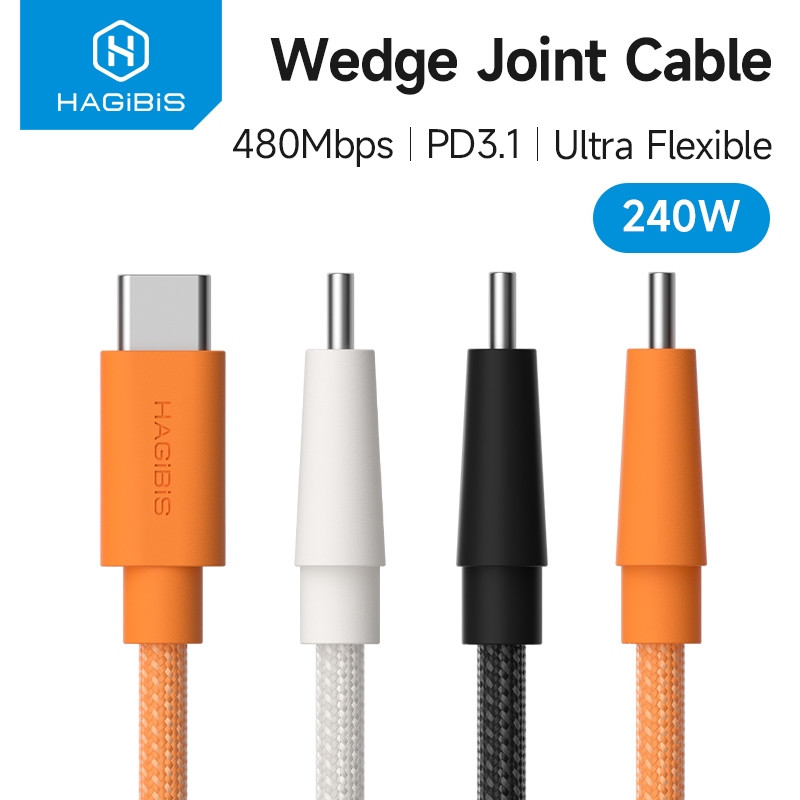Hagibis Type-C 240W Fast Charging USB C ถึง USB C สาย Wedge Plug PD3.1 สายชาร์จสําหรับ iPhone 17 Pro Max แท็บเล็ตแล็ปท็อป