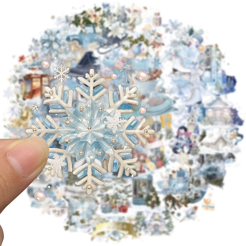 [สติกเกอร์ขนาดใหญ่]50ชิ้น/เซ็ตฤดูหนาวประณีตสีน้ําสติ๊กเกอร์กราฟฟิตีสร้างสรรค์ ทําเอง สมุดทํามือโน๊ตบุ๊คแท็บเล็ตสัตว์เลี้ยงสติกเกอร์ตกแต่งของเ