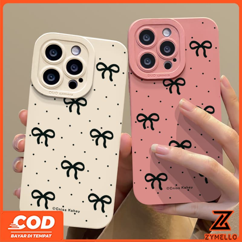 สําหรับOPPO Reno15 F Reno14F Reno14 Pro Reno 13F Reno13 Pro Reno12 F Reno 11F Reno10 Reno8Z Reno7Z Reno8T Reno5 Reno4 Reno6z Simple polka dot,สาย,โบว์,กันกระแทกTPUโทรศัพท์