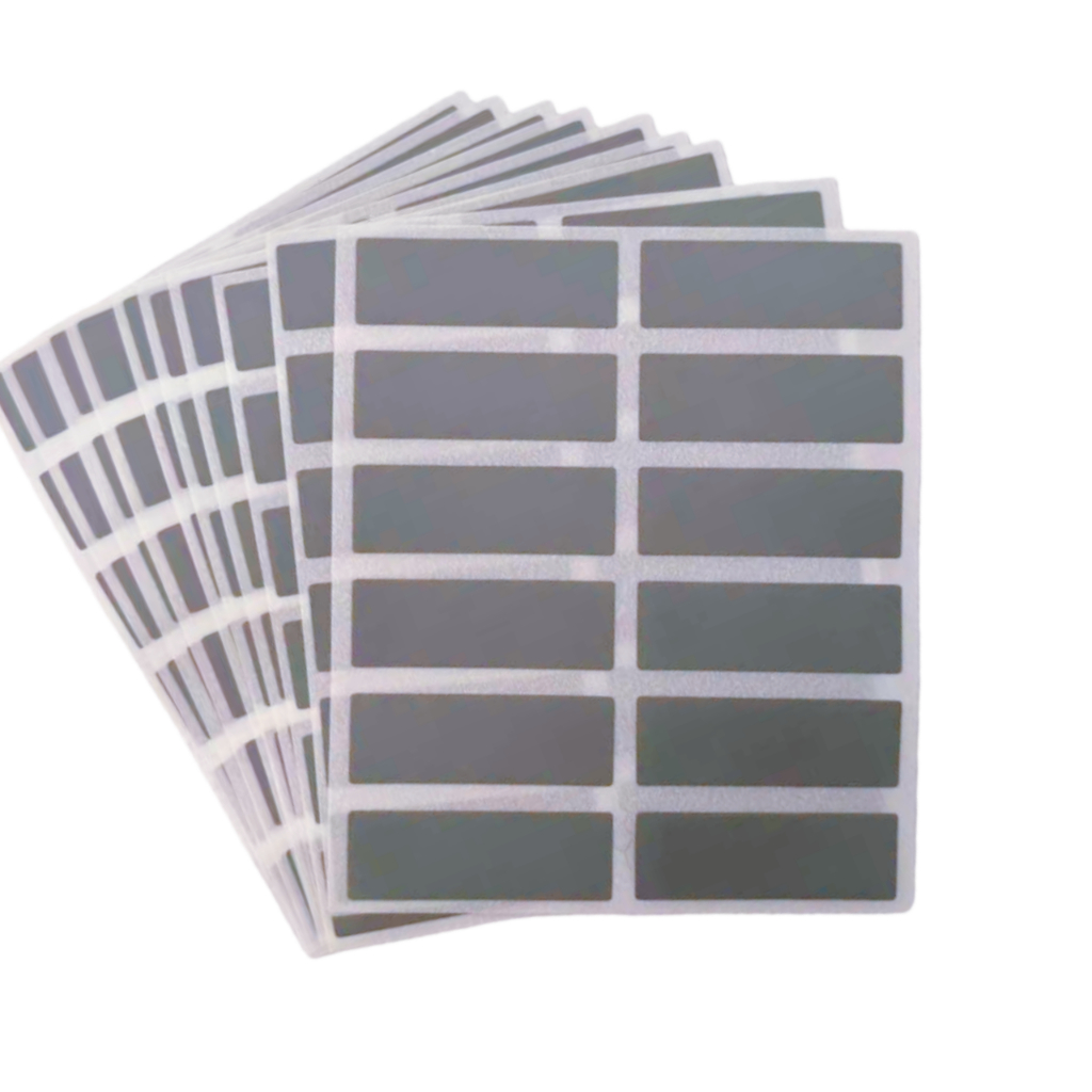 120ชิ้น1*3เซนติเมตรสีเทารอยขีดข่วนปิดสติ๊กเกอร์ลายสําหรับเทเลคอม/รีชาร์จ/คูปอง/ของขวัญบัตรโบนัสเกาปิดฉลากสติกเกอร์