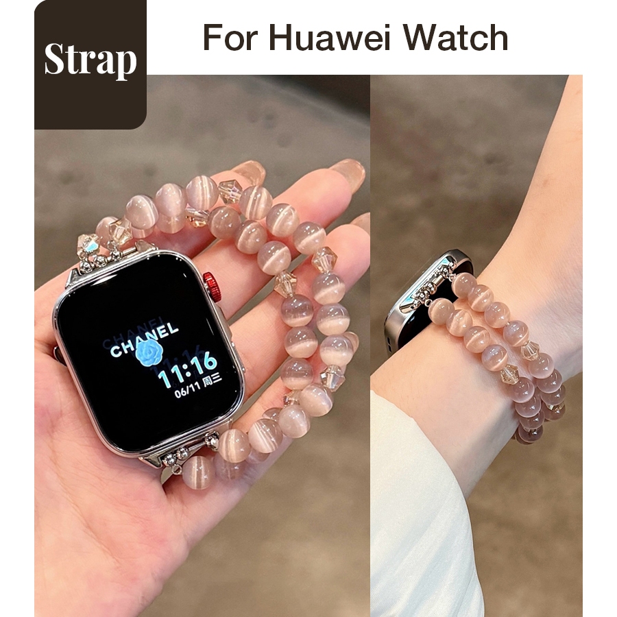 สุภาพสตรี ins สไตล์คู่แถวโอปอลยืดหยุ่นลูกปัดประณีตเหมาะสําหรับ Huawei นาฬิกา Fit 4Pro Huawei นาฬิกา 