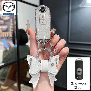 Mazda 2 3 5 6 CX3 CX5 CX30 ฝาครอบกุญแจพวงกุญแจ 2014-2019 MX5 BT50 CX7 CX8 CX9 Skyactiv Demio Alexa Atenza คริสตัลสไตล์กรณีรีโมทกุญแจ