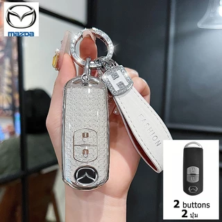 Mazda 2 3 5 6 CX3 CX5 CX30 ฝาครอบกุญแจพวงกุญแจ 2014-2019 MX5 BT50 CX7 CX8 CX9 Skyactiv Demio Alexa Atenza คริสตัลสไตล์กรณีรีโมทกุญแจ