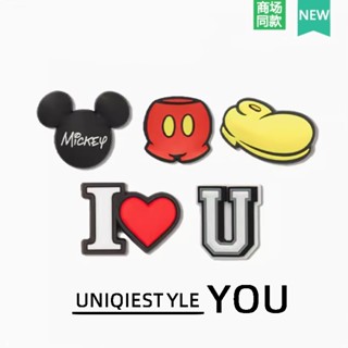 รองเท้าหลุมเครื่องประดับดอกไม้ทําเองรองเท้าหัวเข็มขัดมิกกี้ม…