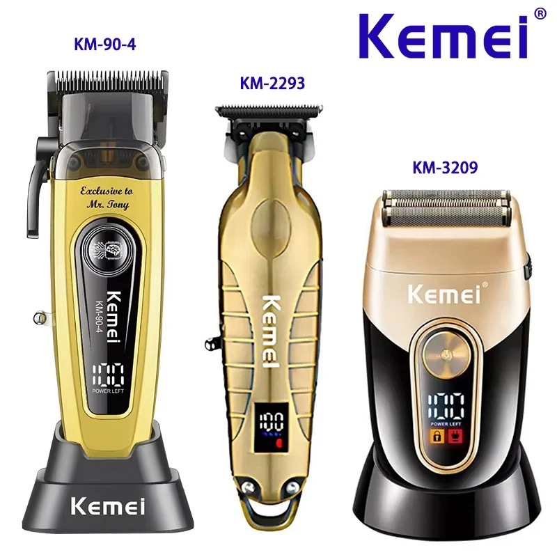 Kemei Clipper ผมไฟฟ้าแบบชาร์จไฟได้ Professional ตัดผม Trimmer สําหรับ Man เครื่องโกนหนวดไร้สาย KM-90