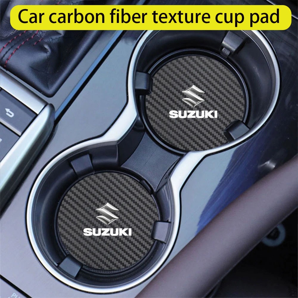 2pcs รถถ้วยผู้ถือ Pad คาร์บอนไฟเบอร์หนังลื่นถ้วยน้ําสําหรับ Suzuki Raider 150 Swift GSX R150 Satria 