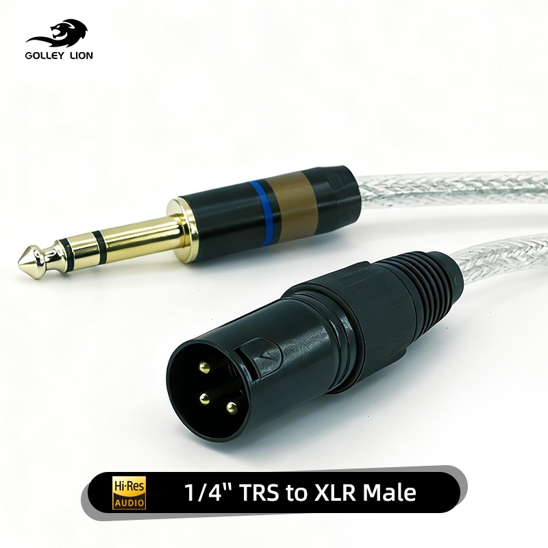 GOLLEY LION XLR Male to 1/4 นิ้ว TRS Male Cable, Quarter นิ้ว to XLR Patch Cable - ชุบทอง, Fidelity 