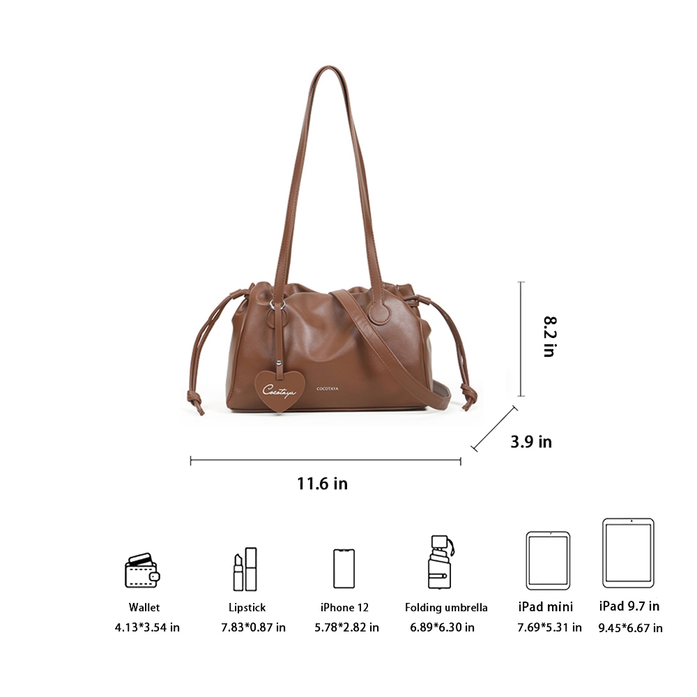 (COCOTAYA) Dannia Bag กระเป๋าสุภาพสตรีแฟชั่น Retro อินเทรนด์กระเป๋าสะพายหนัง pu กระเป๋าสะพายข้าง - 2