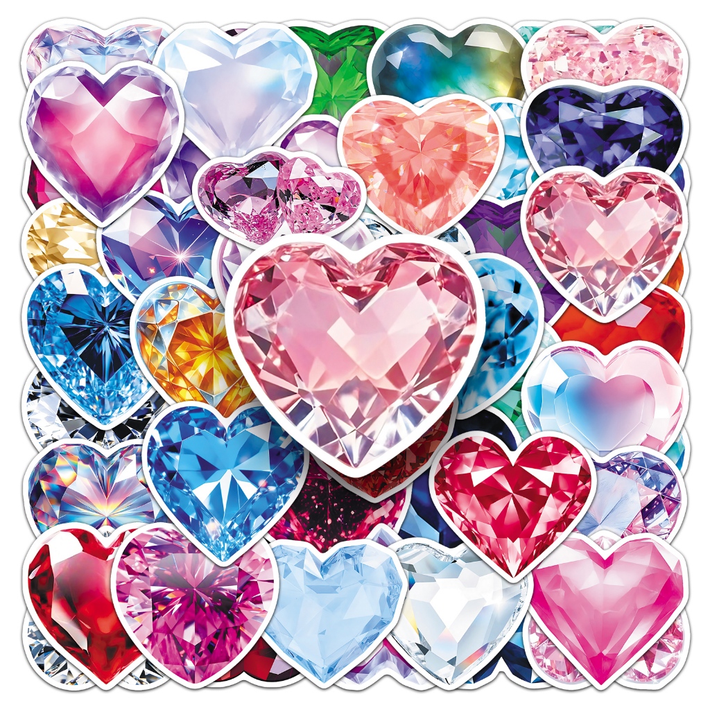 50 ชิ้น Shining Brilliant Heart สติกเกอร์เพชรสําหรับโทรศัพท์/แล็ปท็อป/เศษหนังสือ/ศิลปะ/สติกเกอร์หมวกนิรภัย Graffiti กันน้ํา DIY