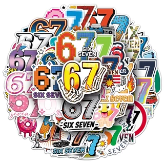 50ชิ้นตลก67ตัวเลขสติกเกอร์สําหรับโทรศัพท์/แล็ปท็อป/เศษหนังสือ/ศิลปะ/สติกเกอร์หมวกกันน็อคกราฟฟิตีกันน้ํา ทําเอง