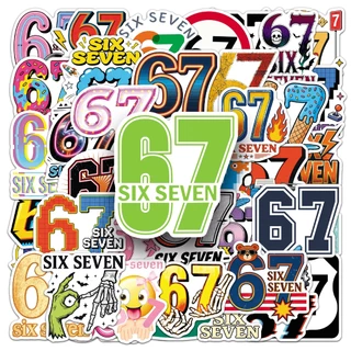50ชิ้นตลก67ตัวเลขสติกเกอร์สําหรับโทรศัพท์/แล็ปท็อป/เศษหนังสือ/ศิลปะ/สติกเกอร์หมวกกันน็อคกราฟฟิตีกันน้ํา ทําเอง