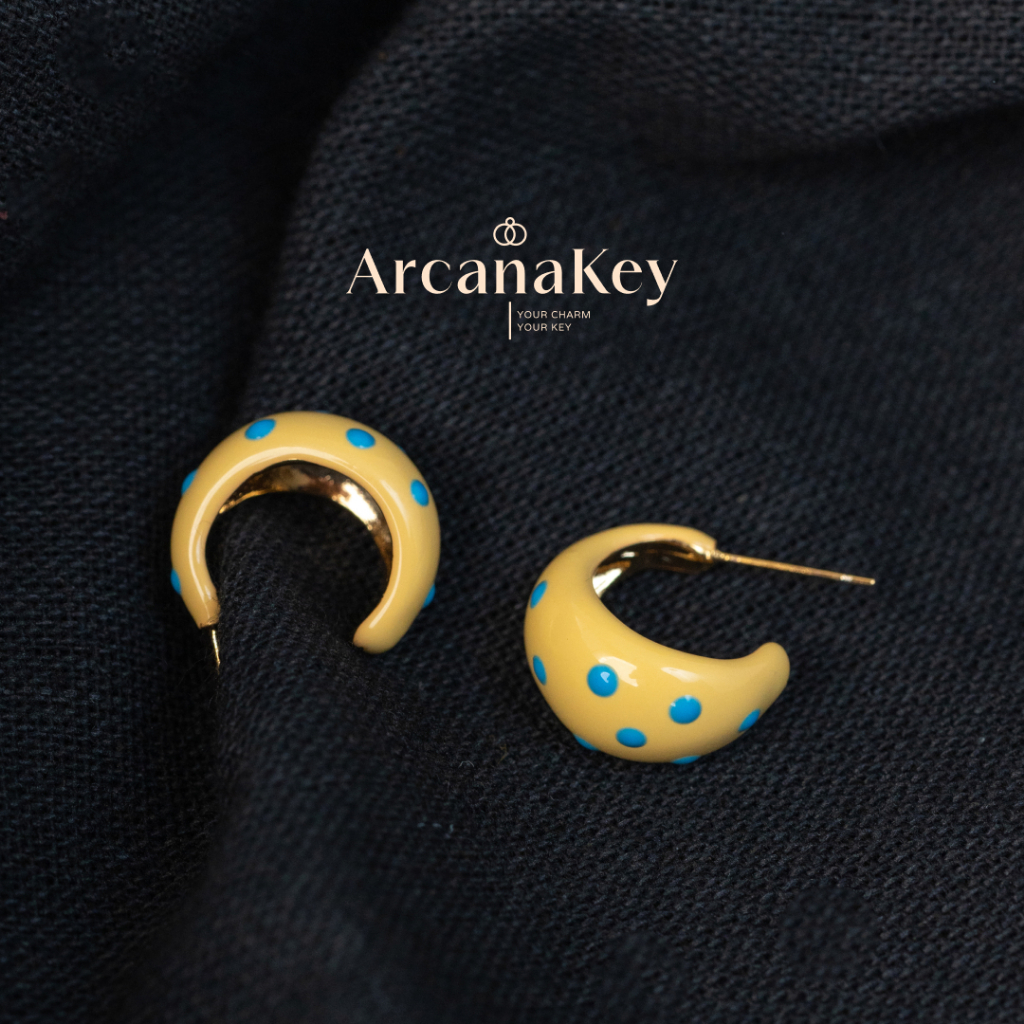 ต่างหู Kopamine สีเหลือง.Dot C-Hoop ดีไซน์สำหรับการแต่งเติมลุคประจำวัน ArcanaKey