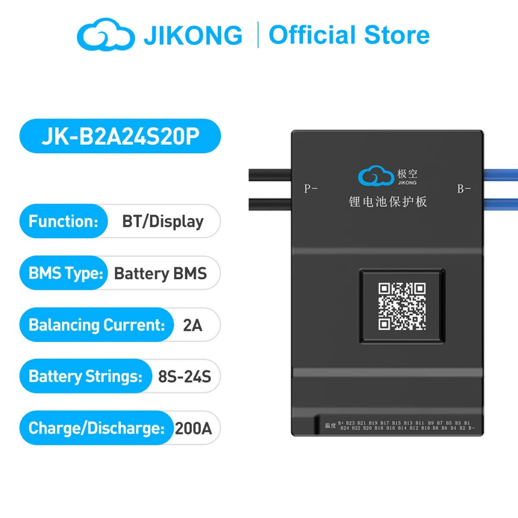 JK BMS B2A24S20P Smart BT APP RS485 8S 24V Lifepo4 8S~24S 16S 20S Li-ion 2A Active Balance JIKONG