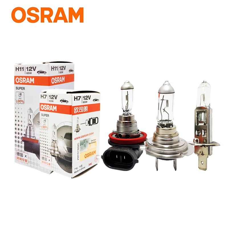 OSRAM SUPER H1 H4 H7 H11 HB3 HB4 12V 65W 70/65W 3200K ไฟหน้ารถฮาโลเจนมาตรฐานหลอดไฟเดิม (1 หลอด)
