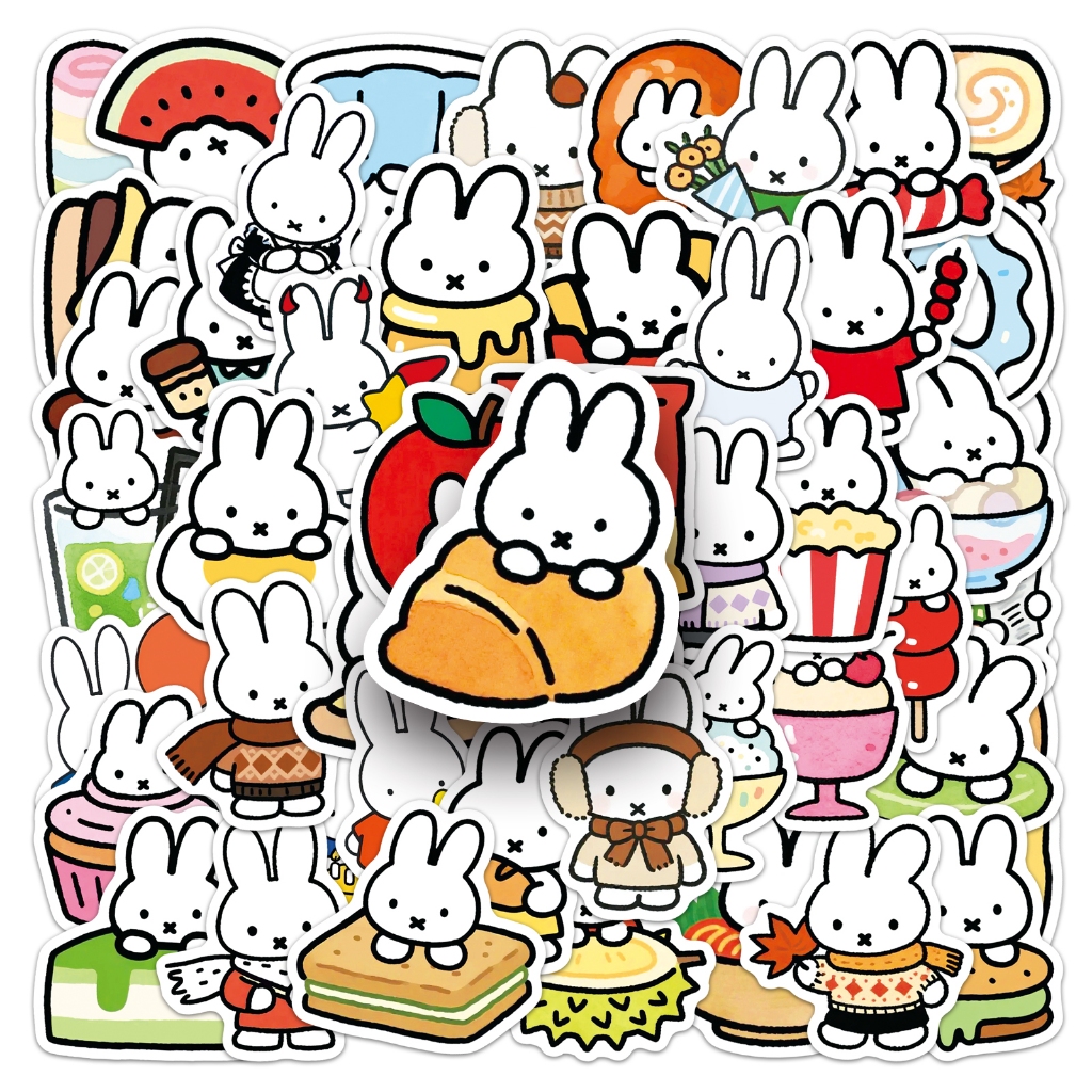 ตลก 50 ชิ้นน่ารัก Miffy สติกเกอร์สําหรับ DIY แล็ปท็อปโทรศัพท์เครื่องเขียนกันน้ํา Decal ของขวัญวันเกิด