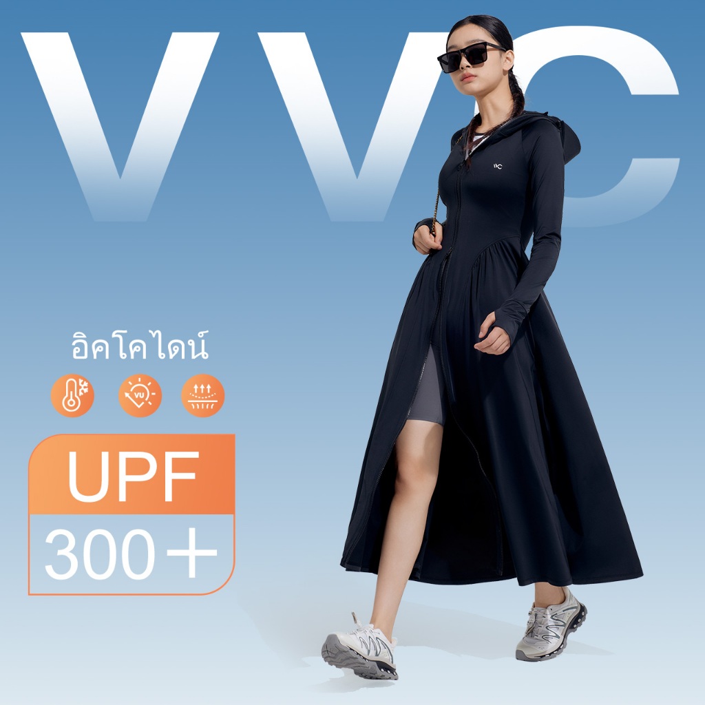 VVC เสื้อคลุมกันแดดผู้หญิงทรงเดรส UPF50+ ป้องกันUV99.99% เนื้อผ้าเย็นระบายอากาศดี สำหรับกลางแจ้งและท่องเที่ยว