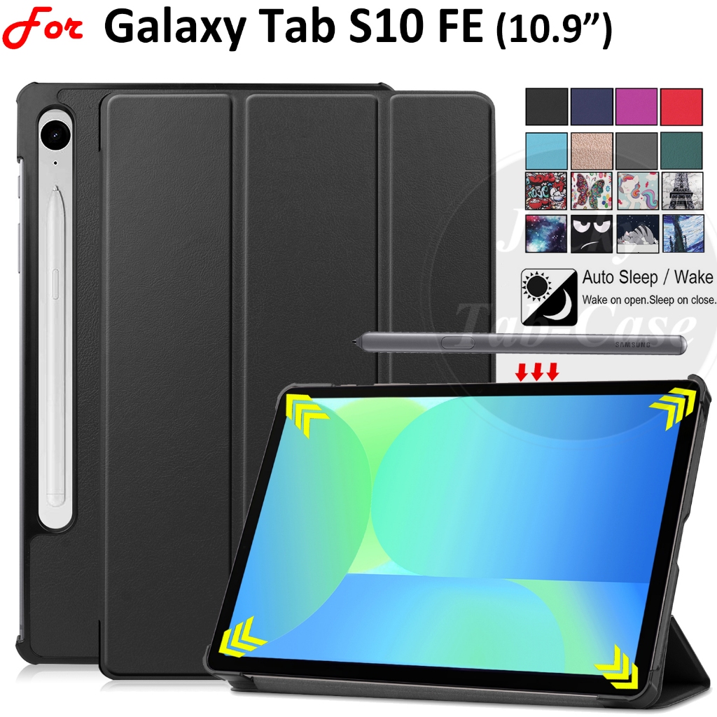 สําหรับแท็บเล็ต Samsung Galaxy Tab S10 FE 10.9" Wi-Fi 6 Tri-fold Stand Flip Case BSM-X520/N SM-X526 