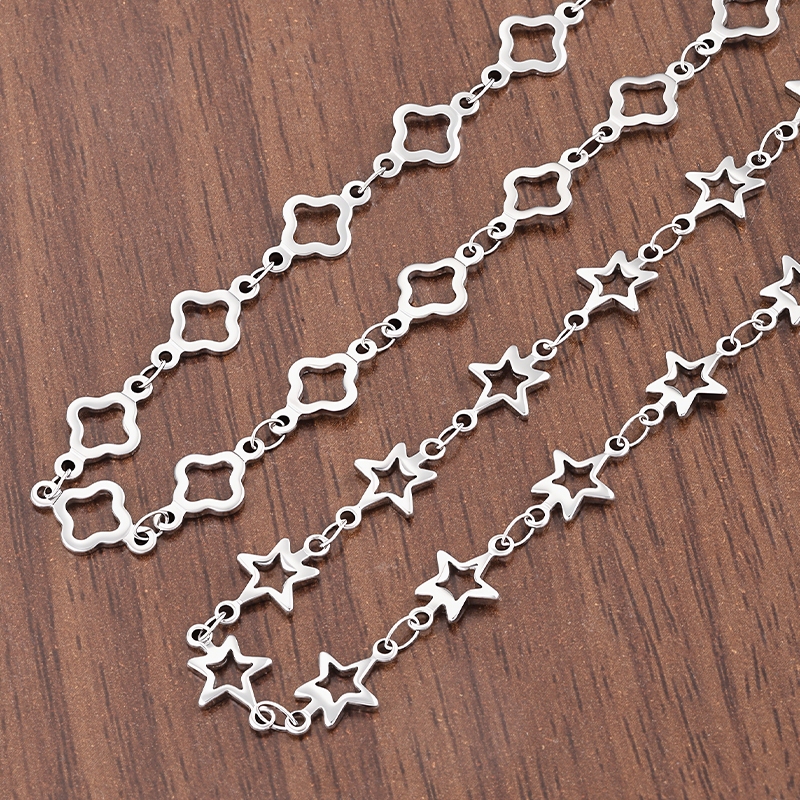 สแตนเลสปิด End Four Leaf Clover Lucky Chain Star Chain Neckalce ทําอุปกรณ์สําหรับเครื่องประดับทํา DIY อุปกรณ์เสริม