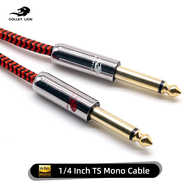 Golley LION สายเคเบิลเสียงโมโน TS 1/4 นิ้ว 6.5 มม. สีแดง สําหรับเครื่องขยายเสียงกีตาร์