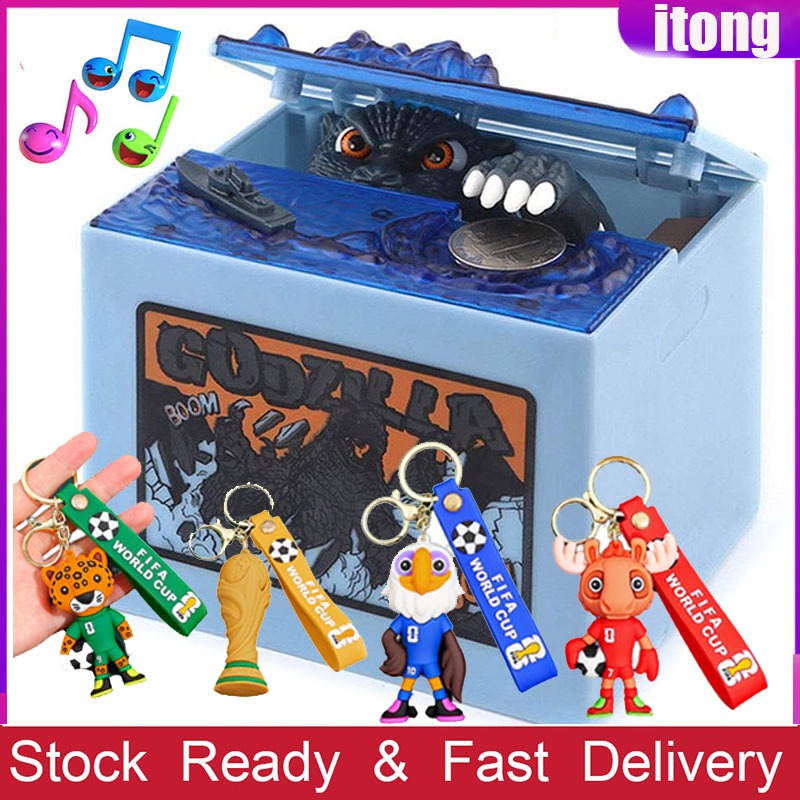 ของเล่นก๊อตซิลล่า กล่องประหยัดเหรียญ GRANDEY Monster Dinosaur Musical Electronic kids Coin Money Saving Piggy Bank Box