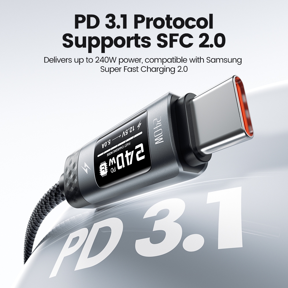 Toocki PD3.1 240W ประเภท C ถึง Type C สายชาร์จเร็ว USB C รูปที่ 4