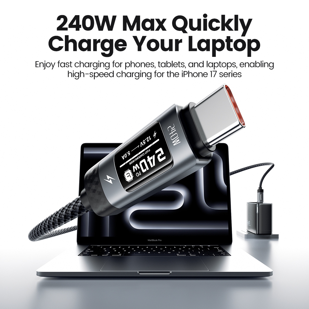Toocki PD3.1 240W ประเภท C ถึง Type C สายชาร์จเร็ว USB C รูปที่ 5