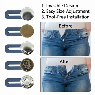 5PCS กางเกงยีนส์เอว Extender เครื่องมือฟรีปุ่มปรับสําหรับผู้…