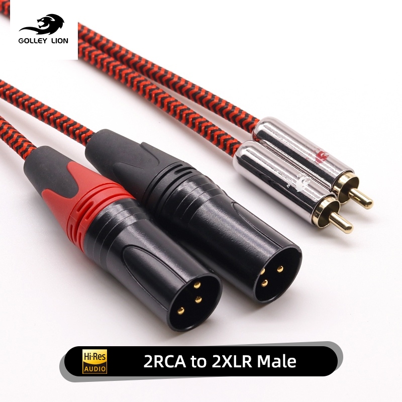 Golley LION Dual RCA Male to 2 XLR สายสัญญาณเสียงแจ็ค สําหรับมิกเซอร์คอนโซลขยายเสียงลําโพงโฮมเธียเตอร์