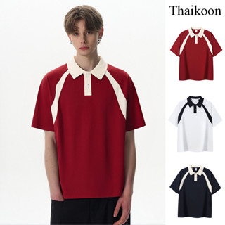 เสื้อโปโลผู้ชาย Retro Panel ทรงหลวมลำลอง สไตล์ทันสมัย