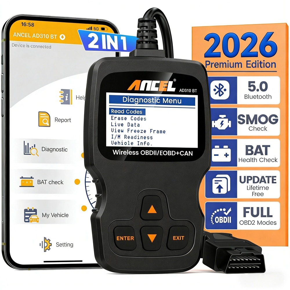 Ancel AD310 BT Obd2 เครื่องสแกนเนอร์ เครื่องอ่านโค้ด เช็คเครื่องยนต์ รองรับ iOS และ Android