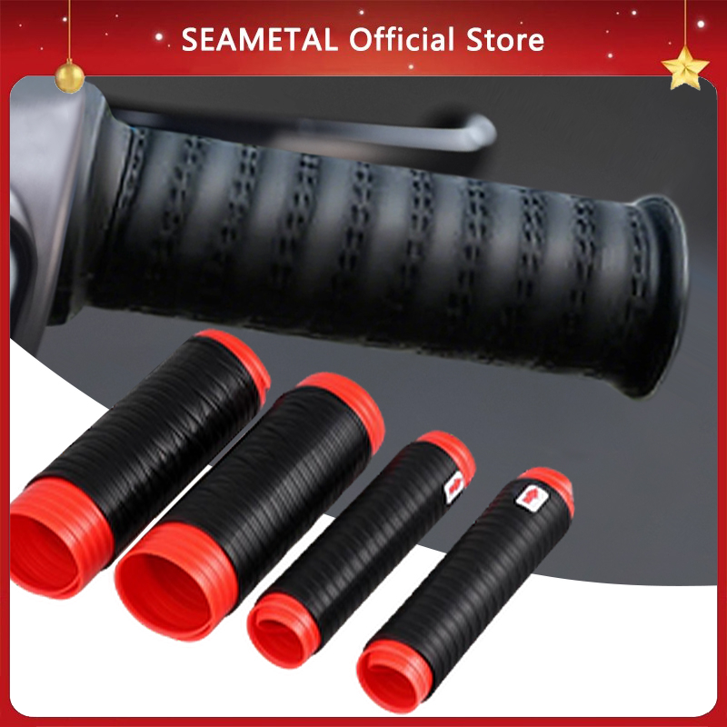 SEAMETAL 2ชิ้น ที่จับมอเตอร์ไซค์ซิลิโคนหดตัวไ สำหรับครอบคลุมและป้องกันแฮนด์รถจักรยานยนต