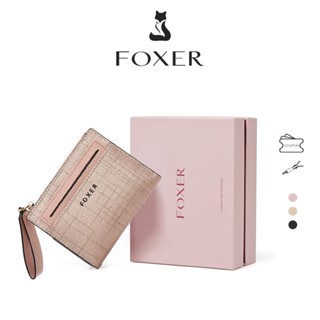 Foxer กระเป๋าสตางค์หนังผู้หญิงกระเป๋าสตางค์สองพับขนาดเล็กกระ…