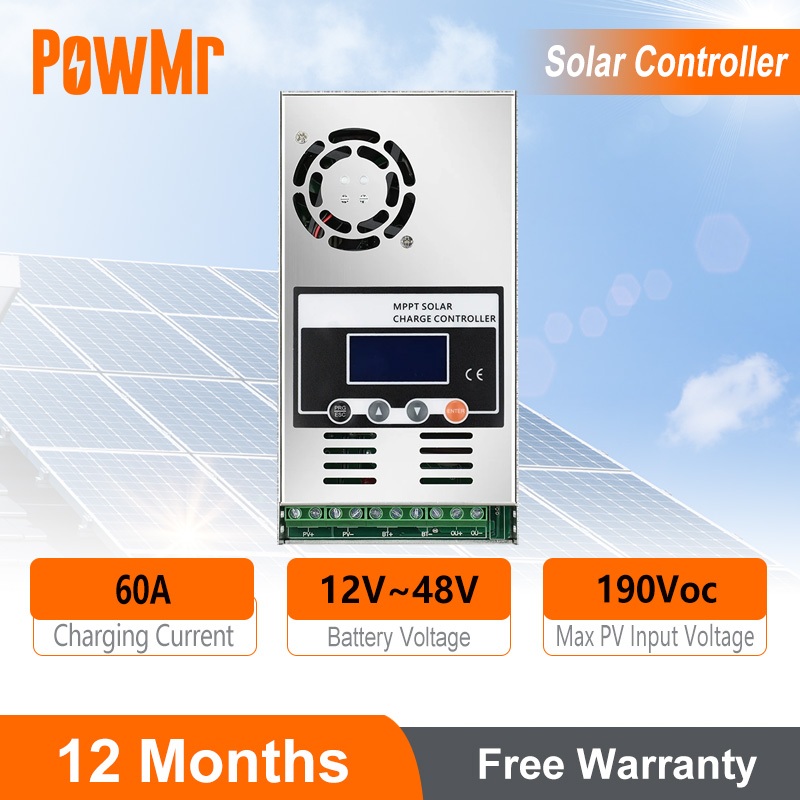 60A MPPT คอนโทรลเลอร์ชาร์จพลังงานแสงอาทิตย์ 12V 24V 36V 48V แบตเตอรี่ Auto Max PV อินพุต 150V สนับสนุนแบตเตอรี่ลิเธียม
