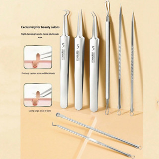 8ชิ้นเข็มสิวพร้อมกล่องสิวหัวดําสิวทําความสะอาดแหนบเครื่องมือ…