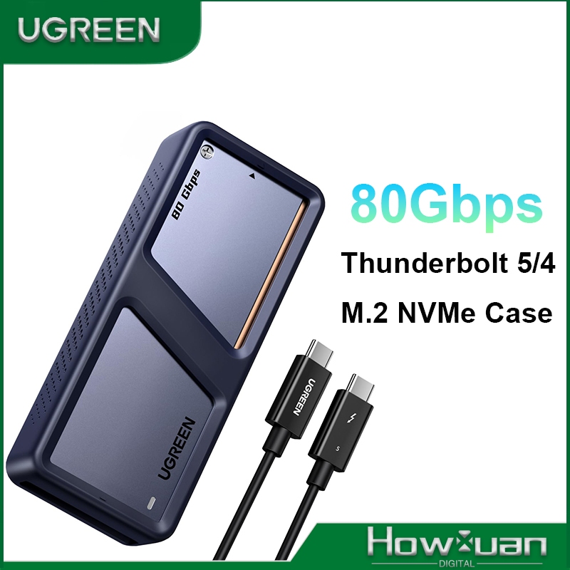 UGREEN 80Gbps 40Gbps M.2 NVMe SSD Enclosure พร้อมพัดลมระบายความร้อน USB 4.0 Gen2 Anti-Drop SSD Enclo