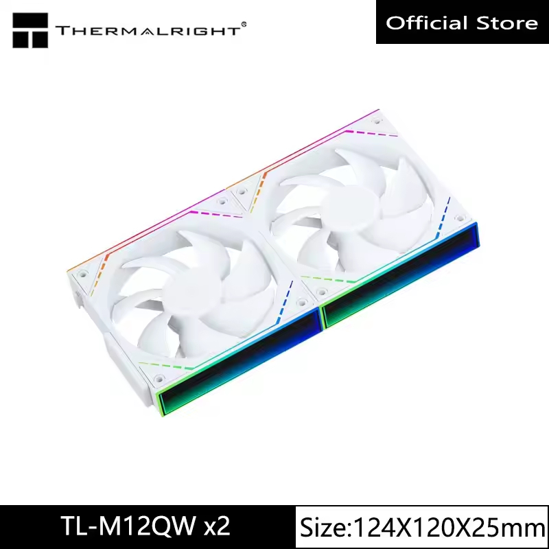 Thermalright TL-M12Q X2 120mm PC Case พัดลมระบายความร้อน, Daisy-Chain | 1500RPM | การไหลของอากาศสูง | ARGB | Dual Infinity Mirrors Lighting สําหรับเล่นเกม Build(2-Pack)