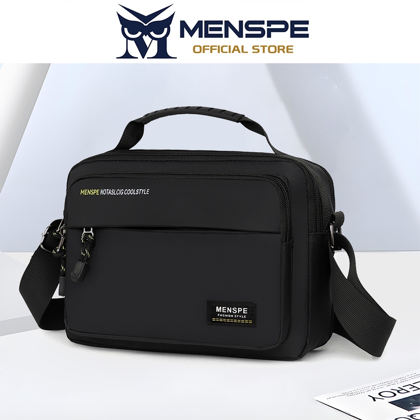 MENSPE กระเป๋าบุรุษ กระเป๋าสะพายมีสไตล์ กระเป๋าสะพายข้างความจุขนาดใหญ่