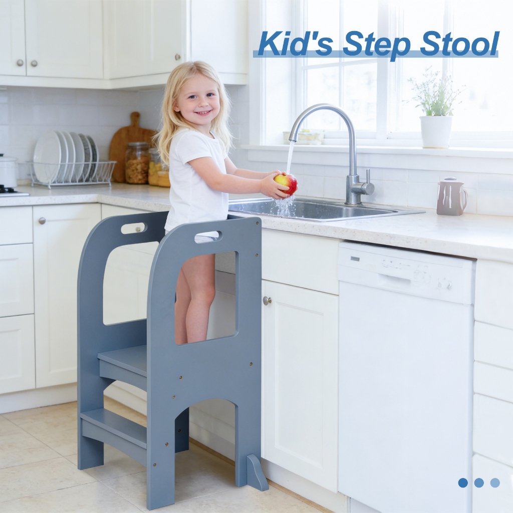 ห้องครัวขั้นตอนสตูลสําหรับเด็กวัยหัดเดินการเรียนรู้ Tower Montessori เด็กยืน Tower เด็กยืนความปลอดภัย HandRail