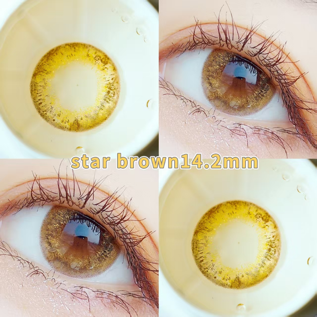 สีน้ําตาลคอนแทคเลนส์เกรด 0.00 ~-8.00 คอนแทคเลนส์แบบนุ่ม Dia14.2 มม. คอนแทคเลนส์สีสีเทารายปี