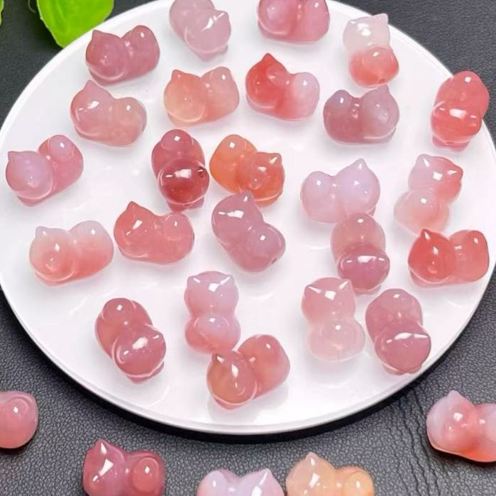 แหล่งเกลือธรรมชาติอาเกตลูกแมวนอนแมวประมาณ15มิลลิเมตรหัวหางผ่านหลุมแกะสลักชิ้นเครื่องประดับน่ารักทําเองอุปกรณ์เสริมที่เรียบง่ายทุกการแข่งขันของขวัญ