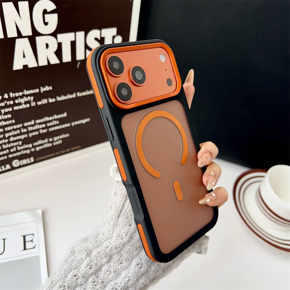 Magnetic Translucent MatteสําหรับiPhone 17 Air 16 15 14 Pro MaxสําหรับiPhone 17 Pro Max 16 Plusสีคู่Frostedกันกระแทก