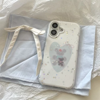 สําหรับIphone Case 17 Pro Max 16 Pro Max 15 Pro Max 14 Pro Max Blue Love Bearเคสโทรศัพท์
