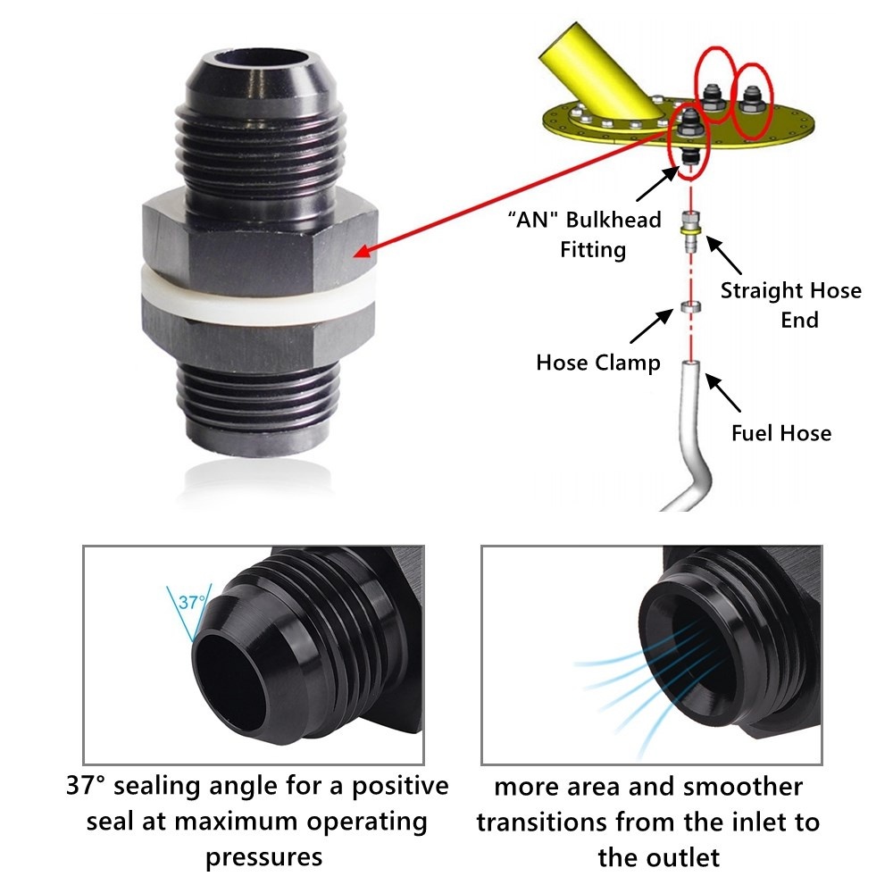 SADE AN6/AN8/AN10/AN12 ชาย Flare Bulkhead Fitting อลูมิเนียมสีดําการใช้ Cell Tank Adapter พร้อมเครื่องซักผ้า ราคา ถูกที่สุด ดีลบีเคเค แกลเลอรีภาพที่ 4
