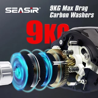 SEASIR DCAST DC Baitcasting ตกปลา Reel Digital Control long cast คาร์บอนเครื่องซักผ้าทองเหลืองเกียร์ 7.3:1 7 + 1BB ลากสูงสุด 9 กก.น้ําเค็มสด Reel ตกปลา Coil
