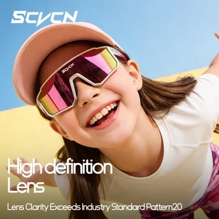 SCVCN แว่นกันแดดปั่นจักรยานแบบโฟโตโครมิกเหมาะสําหรับเด็กอายุ 5-10 ปีแว่นตาเด็กกลางแจ้งดวงอาทิตย์แว่นตาเด็กคลาสสิก