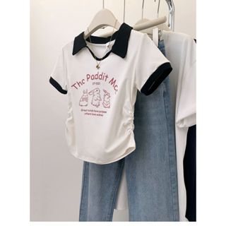 Hotgirl พร้อมส่ง✨เสื้อยืดคอโปโล เสื้อยืดสวยๆผู้หญิง สลิมฟิต …