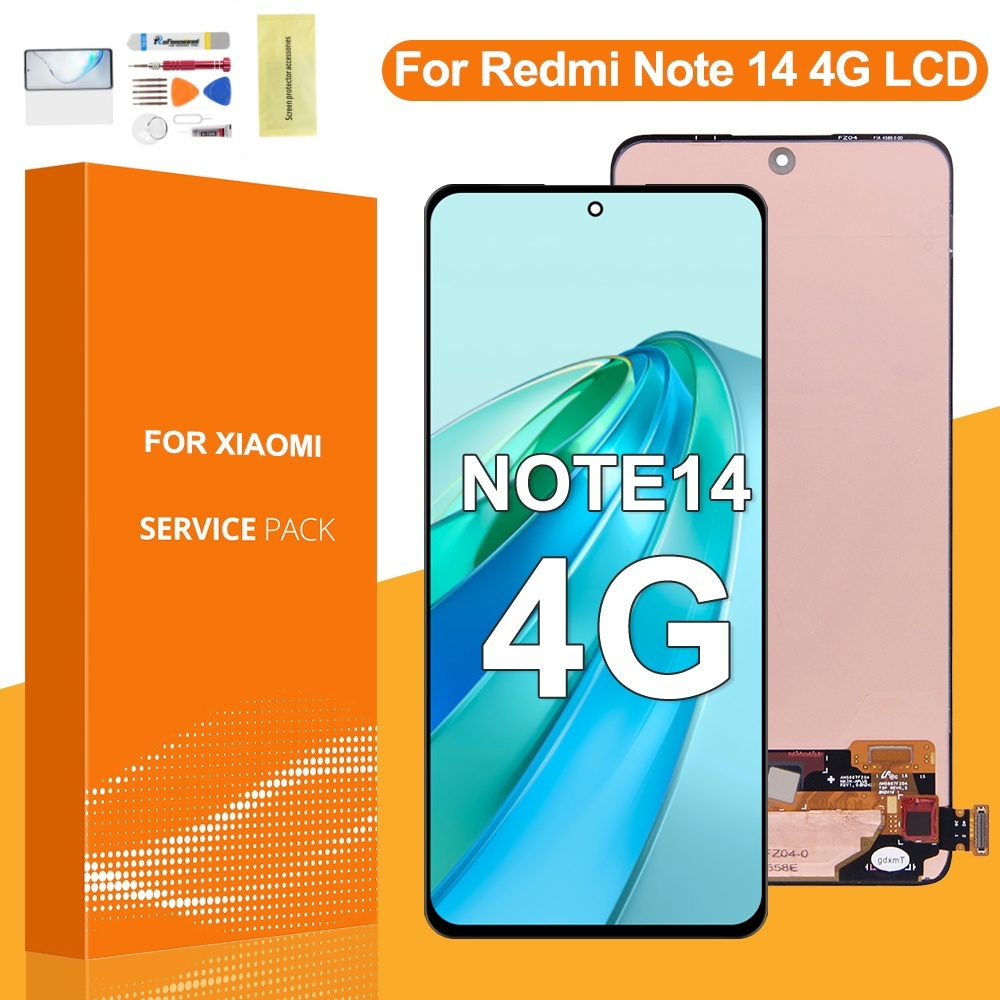 AMOLED สําหรับ Xiaomi Redmi หมายเหตุ 14 4G LCD Digitizer 24117RN76G จอแสดงผลหน้าจอสัมผัสชุดกรอบ