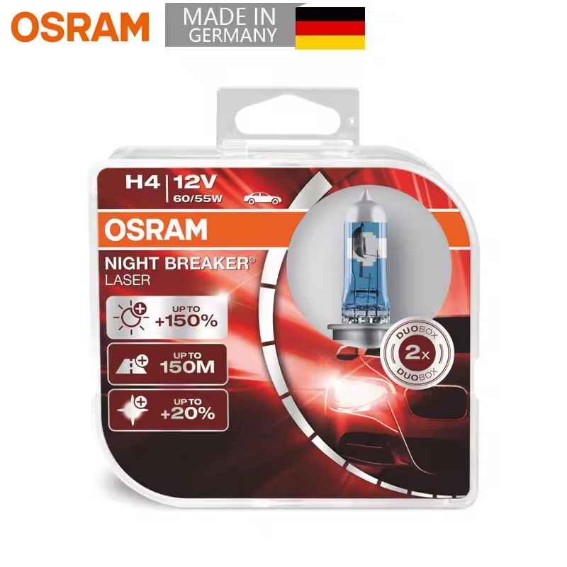 OSRAM H4 9003 HB2 64193NL ฮาโลเจน Night Breaker เลเซอร์ Next Generation 12V 60/55W P43t 150% ไฟหน้าร