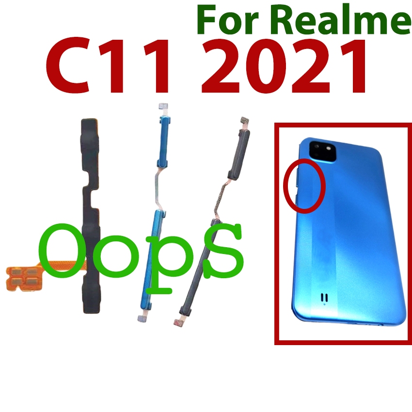 ปรับระดับเสียงไฟ Flex สําหรับ Realme C11 2021 โทรศัพท์สวิตช์ปิดปุ่มปุ่มปุ่มด้านข้างสายริบบิ้น